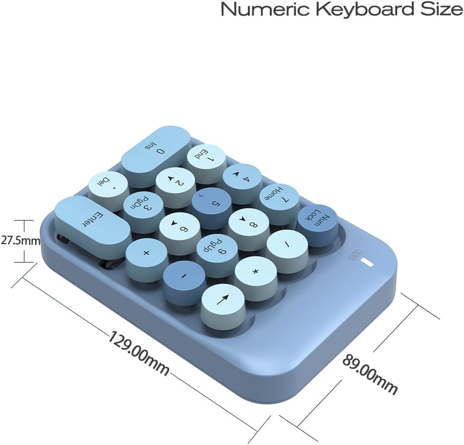 18-Key Wireless Round-Keycap Number Pad | 2.4G Stable Connection | Mini Silent Numeric Keypad with USB Receiver