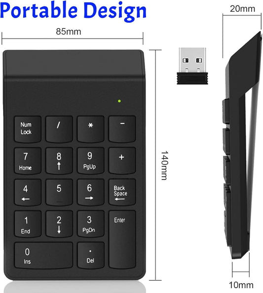 10-Key Wireless Numeric Keypad | 2.4G USB Receiver | Compact Silent Number Pad for Office, Accounting & Data Entry