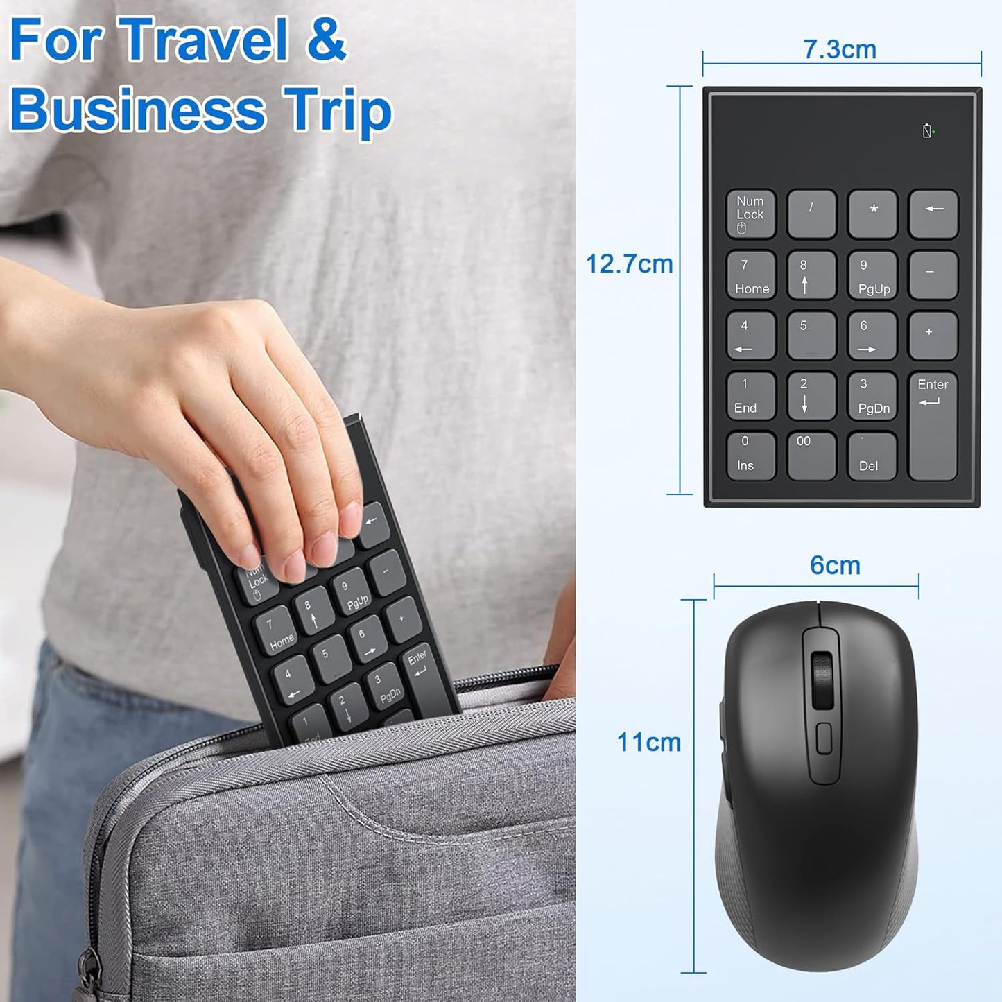 Wireless Number Pad and Mouse Combo | 19-Key Numeric Keypad + Wireless Mouse | 2.4G Stable Connection | Portable Office Input Set