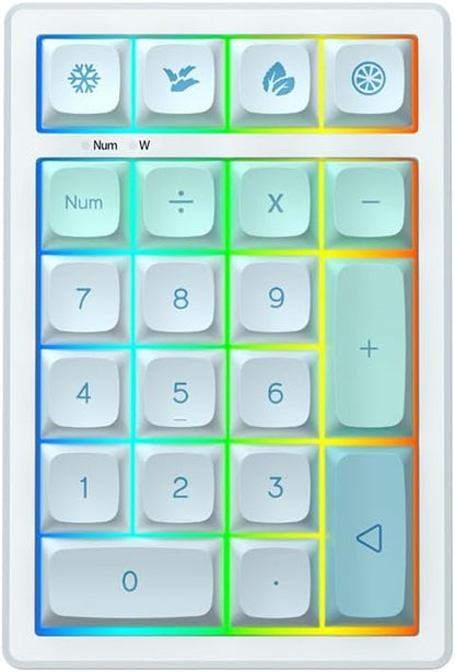 21-Key Hot-Swappable Wireless Keypad | RGB Backlit | Compact Transparent Design | Multi-Mode Connection | Customizable Function Keys