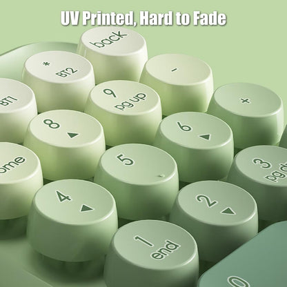 Retro Round-Key Wireless Numeric Keypad | Tri-Mode Connection (2.4G/Bluetooth/USB-C) | Rechargeable Portable Number Pad, Matcha Green