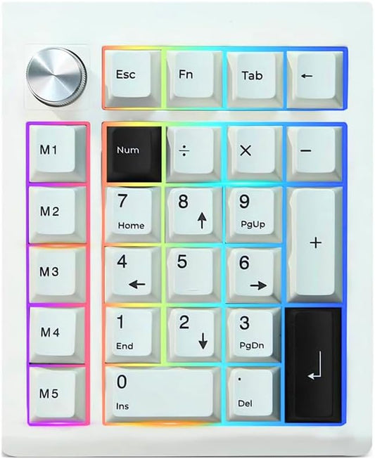 Tri-Mode Wireless Mechanical Number Pad | QMK/VIA Programmable | Hot-Swappable | RGB Backlit | Control Knob | 2000mAh Gasket-Mounted Numeric Keypad