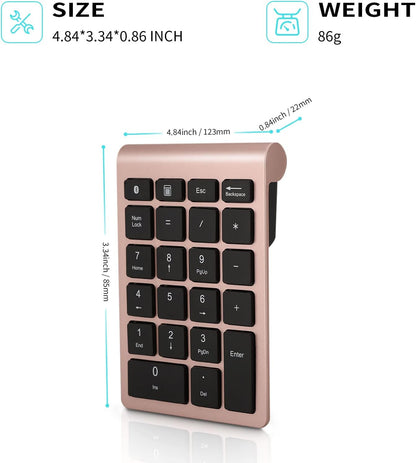 22-Key Bluetooth Wireless Numeric Keypad | Quiet Scissor-Switch Keys | Shortcut Functions | Slim Rechargeable Portable Number Pad
