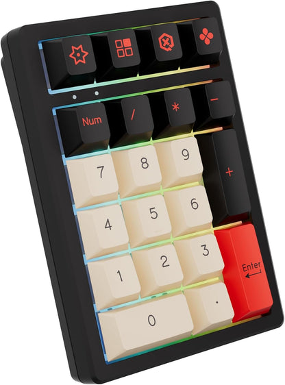 21-Key Tri-Mode Wireless Mechanical Number Pad | Hot-Swappable | RGB Backlit | Volume Control Knob | PBT Keycaps | Portable Numeric Keypad