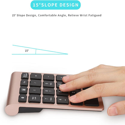 22-Key Bluetooth Wireless Numeric Keypad | Quiet Scissor-Switch Keys | Shortcut Functions | Slim Rechargeable Portable Number Pad