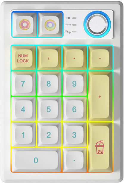 Tri-Mode Wireless Gasket Mechanical Number Pad | Hot-Swappable | RGB Backlit | Programmable Macro Keys | Volume Knob | Rechargeable Compact Keypad
