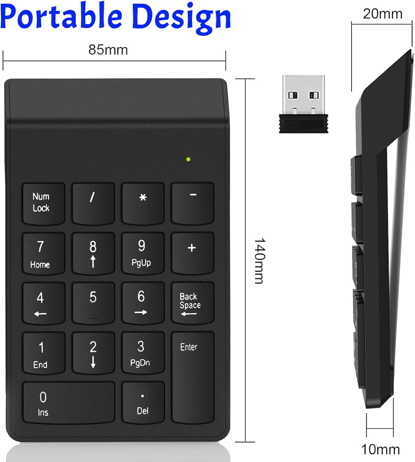 10-Key Wireless Numeric Keypad | 2.4G USB Receiver | Compact Silent Number Pad for Office, Accounting & Data Entry
