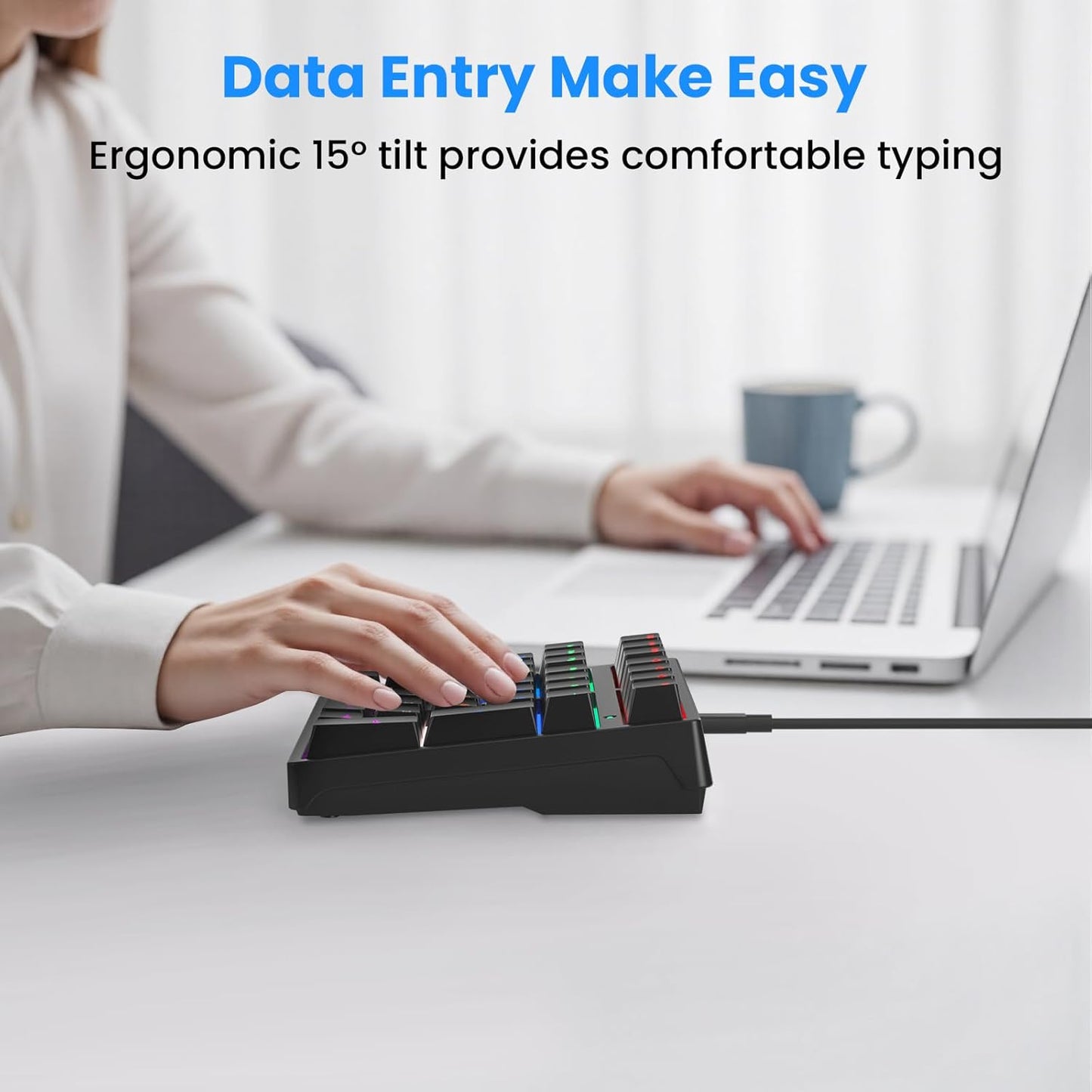 Mechanical Numeric Keypad 34 Keys | RGB Backlit Wired Number Pad | Portable Numeric Input Device for Office and Data Entry