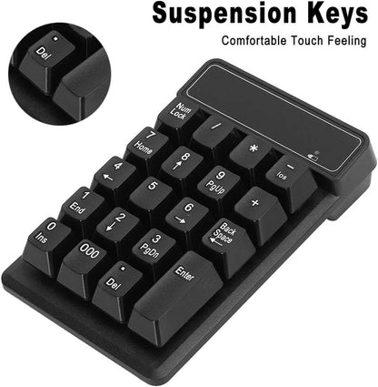 19-Key Bluetooth Numeric Keypad | Silent Waterproof Design | Portable Number Pad for Office, Tablets & Mobile Computing