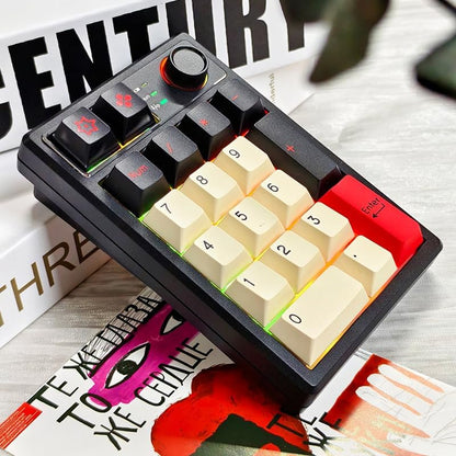 21-Key Tri-Mode Wireless Mechanical Number Pad | Hot-Swappable | RGB Backlit | Volume Control Knob | PBT Keycaps | Portable Numeric Keypad