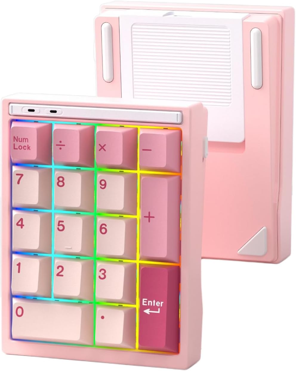 Aluminum Mechanical Number Pad | Hot-Swappable Gasket Design | RGB Backlit | Quick-Release Structure | Compact Numeric Keypad (Pink)