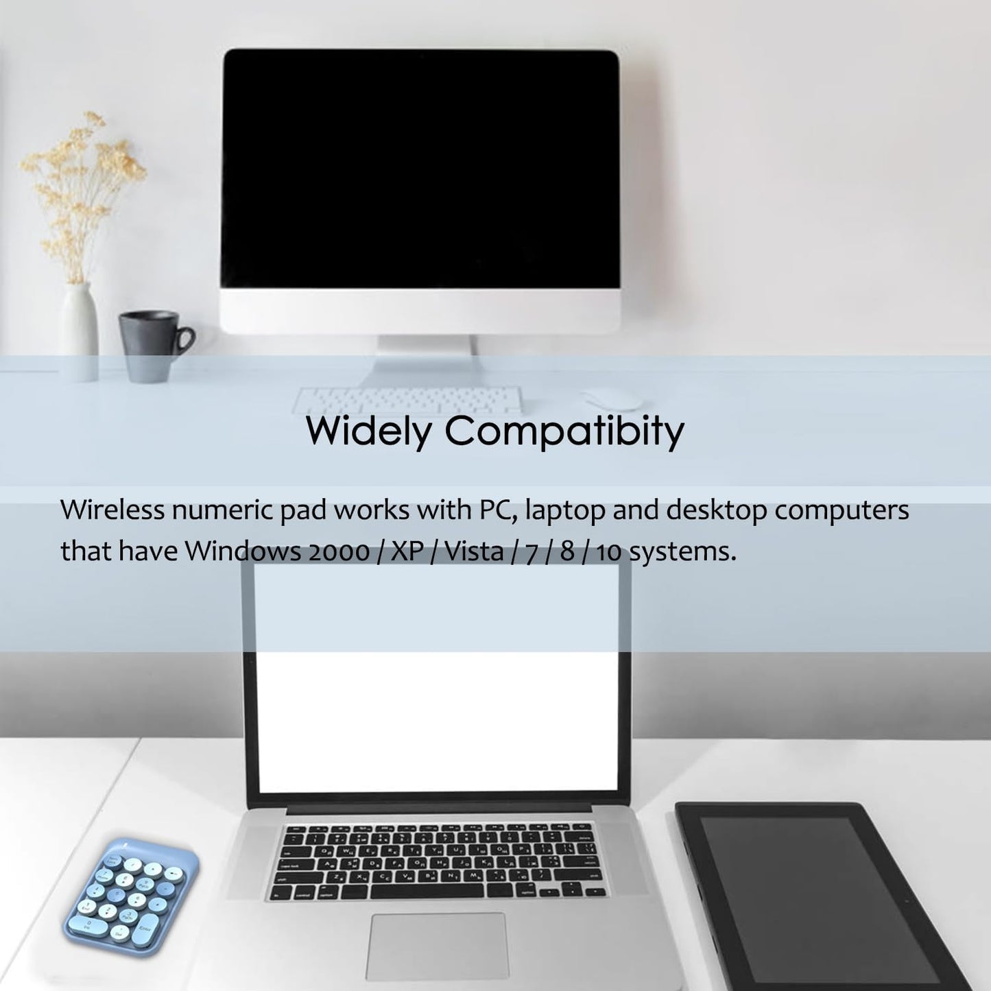 18-Key Wireless Round-Keycap Number Pad | 2.4G Stable Connection | Mini Silent Numeric Keypad with USB Receiver