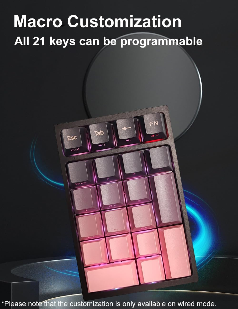 Tri-Mode Wireless Mechanical Number Pad | Hot-Swappable | RGB Backlit | Transparent Base | Programmable Keys | Rechargeable Compact Keypad