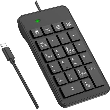 23-Key Wireless Numeric Keypad | Type-C Dual Connection | Clicky Mechanical Switches | Portable Number Pad for Office & Data Entry