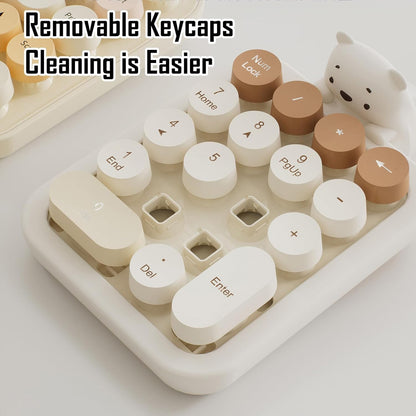 Cute Wireless Numeric Keypad with Silicone Bear | Colorful Round Keycaps | 2.4G USB Plug-and-Play Portable Number Pad