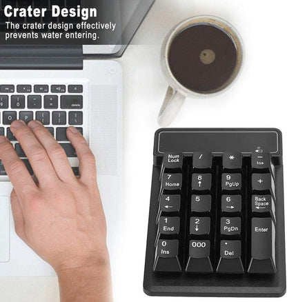19-Key Bluetooth Numeric Keypad | Silent Waterproof Design | Portable Number Pad for Office, Tablets & Mobile Computing