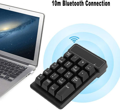 19-Key Bluetooth Numeric Keypad | Silent Waterproof Design | Portable Number Pad for Office, Tablets & Mobile Computing