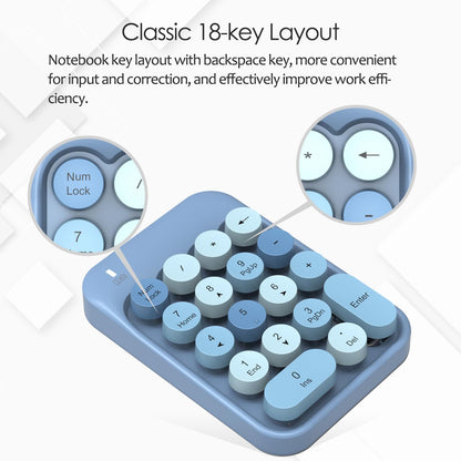 18-Key Wireless Round-Keycap Number Pad | 2.4G Stable Connection | Mini Silent Numeric Keypad with USB Receiver