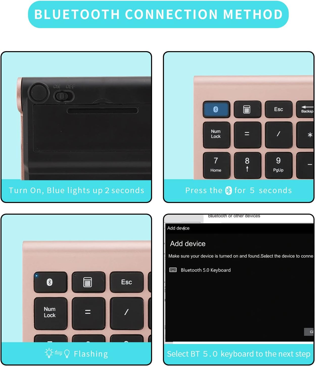 22-Key Bluetooth Wireless Numeric Keypad | Quiet Scissor-Switch Keys | Shortcut Functions | Slim Rechargeable Portable Number Pad