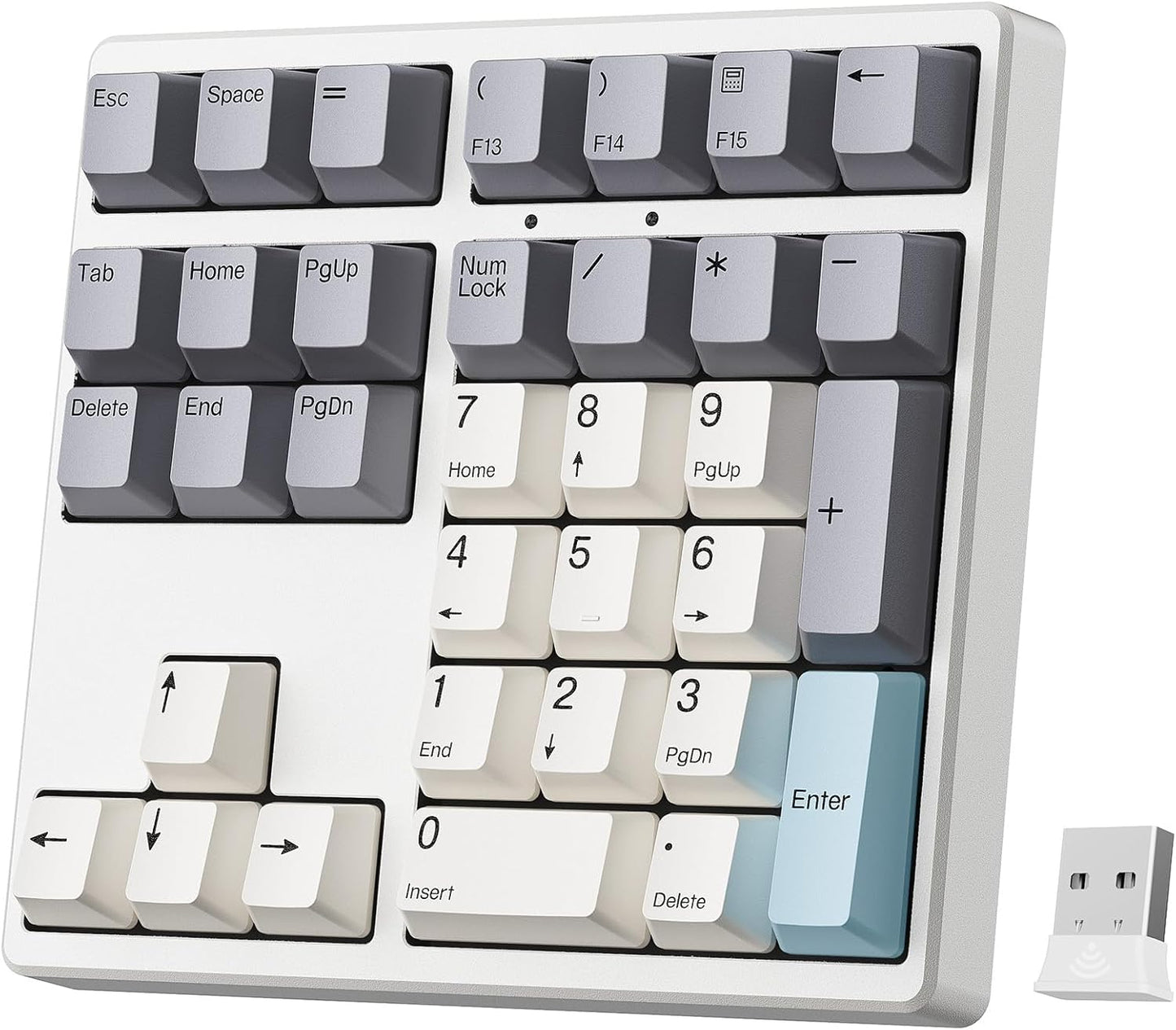 34-Key Wireless Mechanical Number Pad | Hot-Swappable | PBT Keycaps | Retro Color Design | Rechargeable Numeric Keypad
