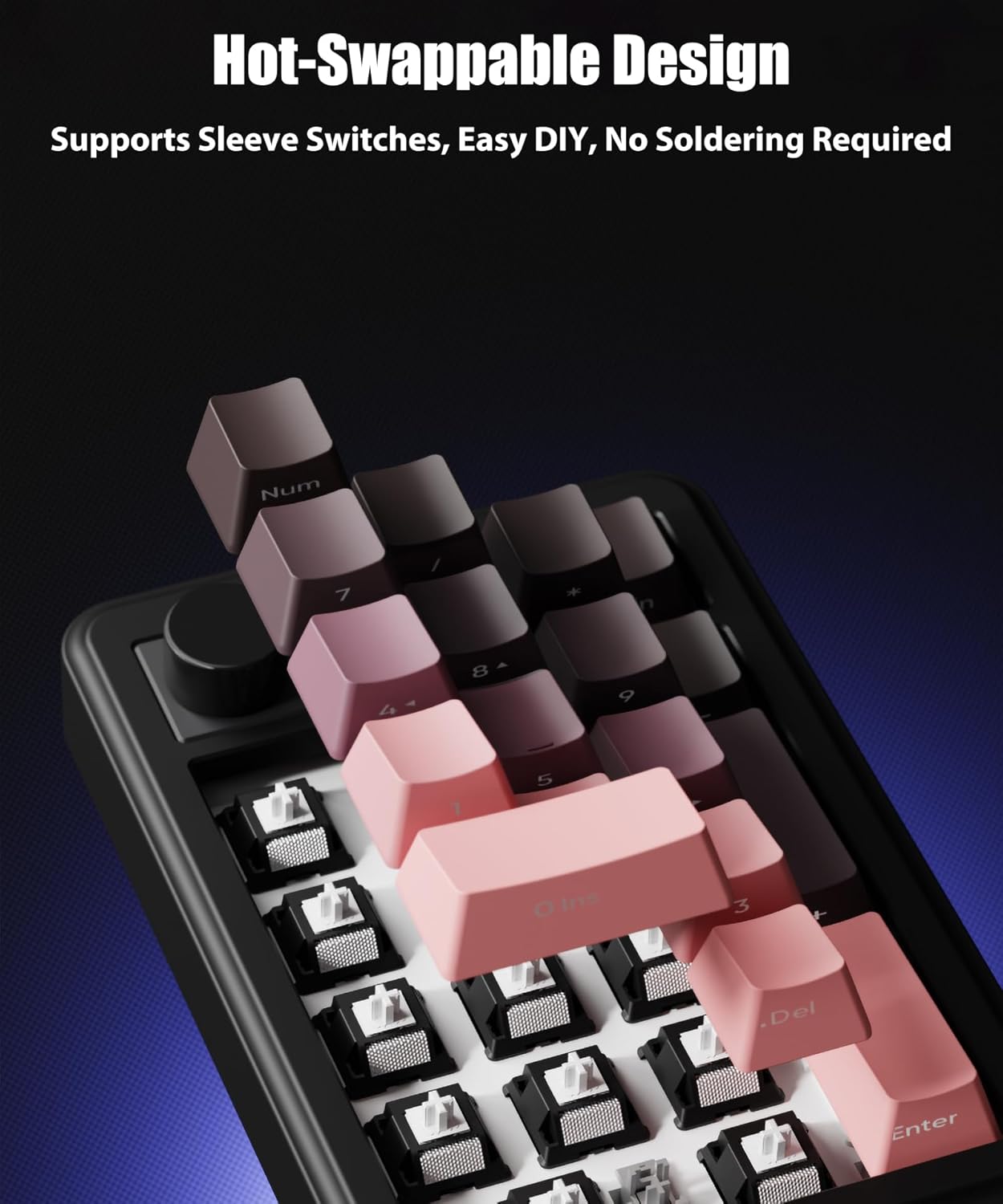 Tri-Mode Wireless Mechanical Number Pad | Gasket Structure | Hot-Swappable | RGB Backlit | Control Knob | Compact Numeric Keypad