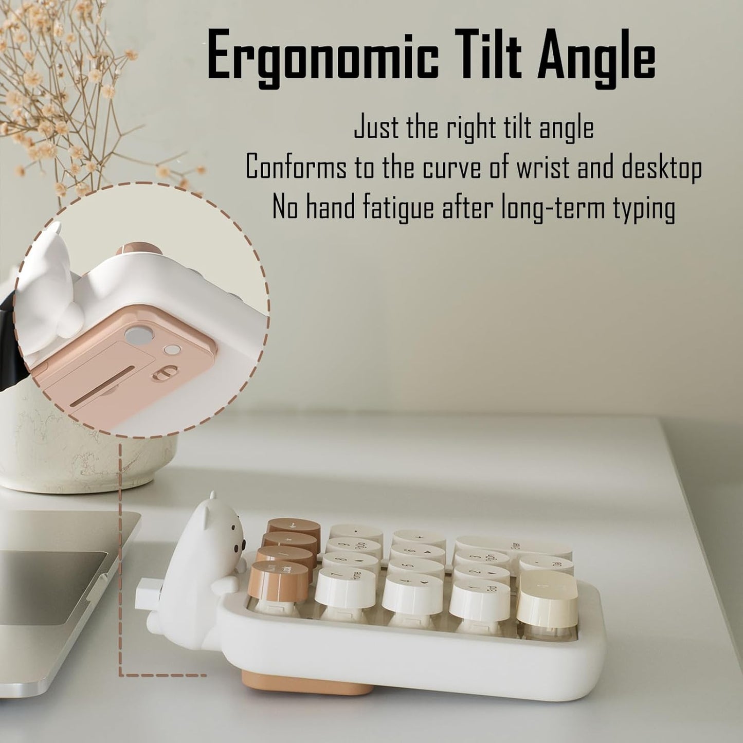 Cute Wireless Numeric Keypad with Silicone Bear | Colorful Round Keycaps | 2.4G USB Plug-and-Play Portable Number Pad