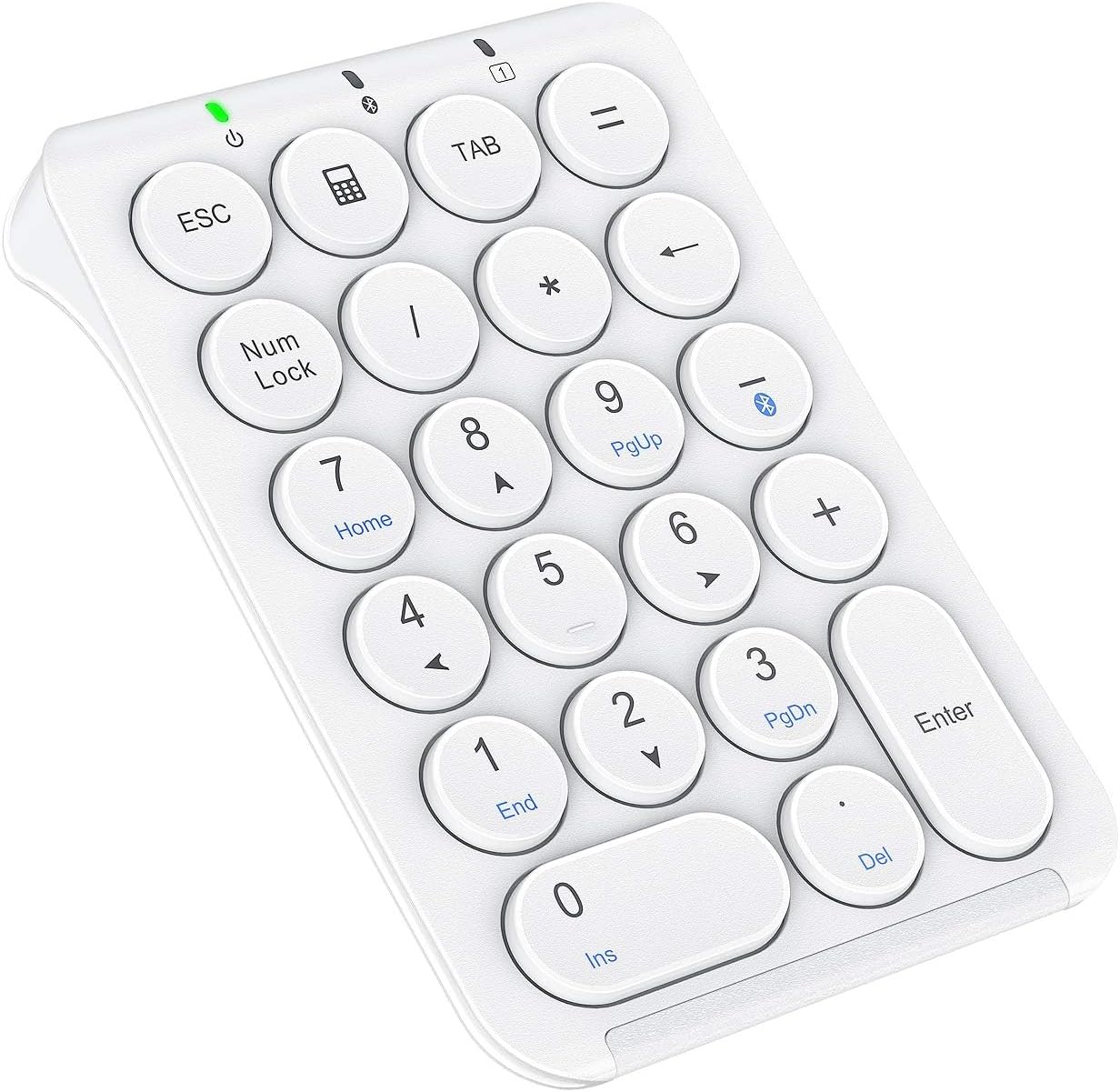 22-Key Bluetooth Wireless Numeric Keypad | Slim Aluminum Frame | Quiet Scissor-Switch Round Keys | USB-C Rechargeable Portable Number Pad