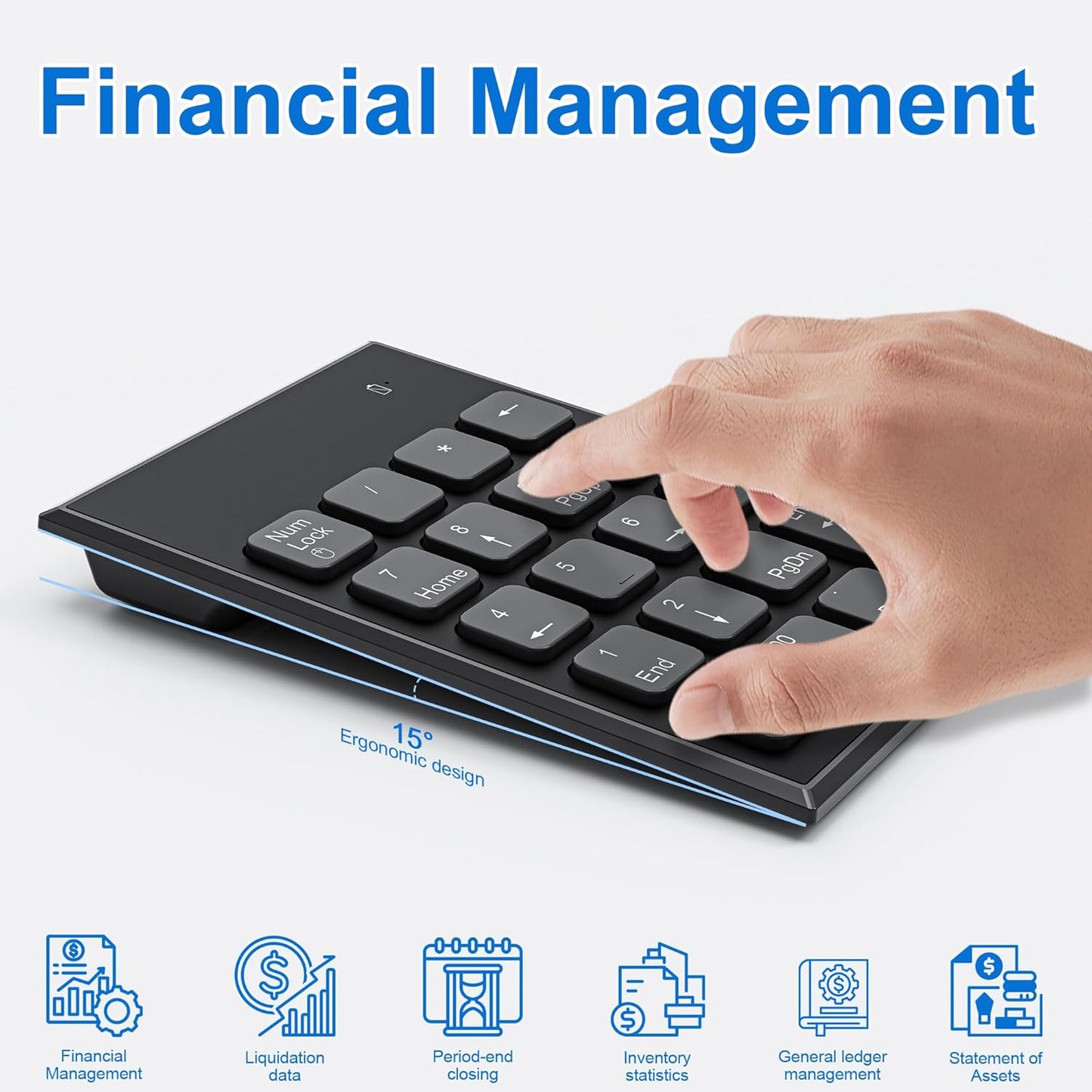 Wireless Number Pad and Mouse Combo | 19-Key Numeric Keypad + Wireless Mouse | 2.4G Stable Connection | Portable Office Input Set