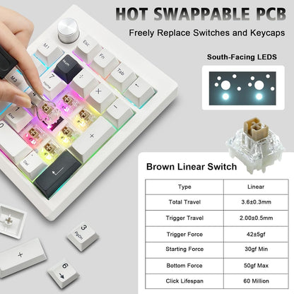 Tri-Mode Wireless Mechanical Number Pad | QMK/VIA Programmable | Hot-Swappable | RGB Backlit | Control Knob | 2000mAh Gasket-Mounted Numeric Keypad