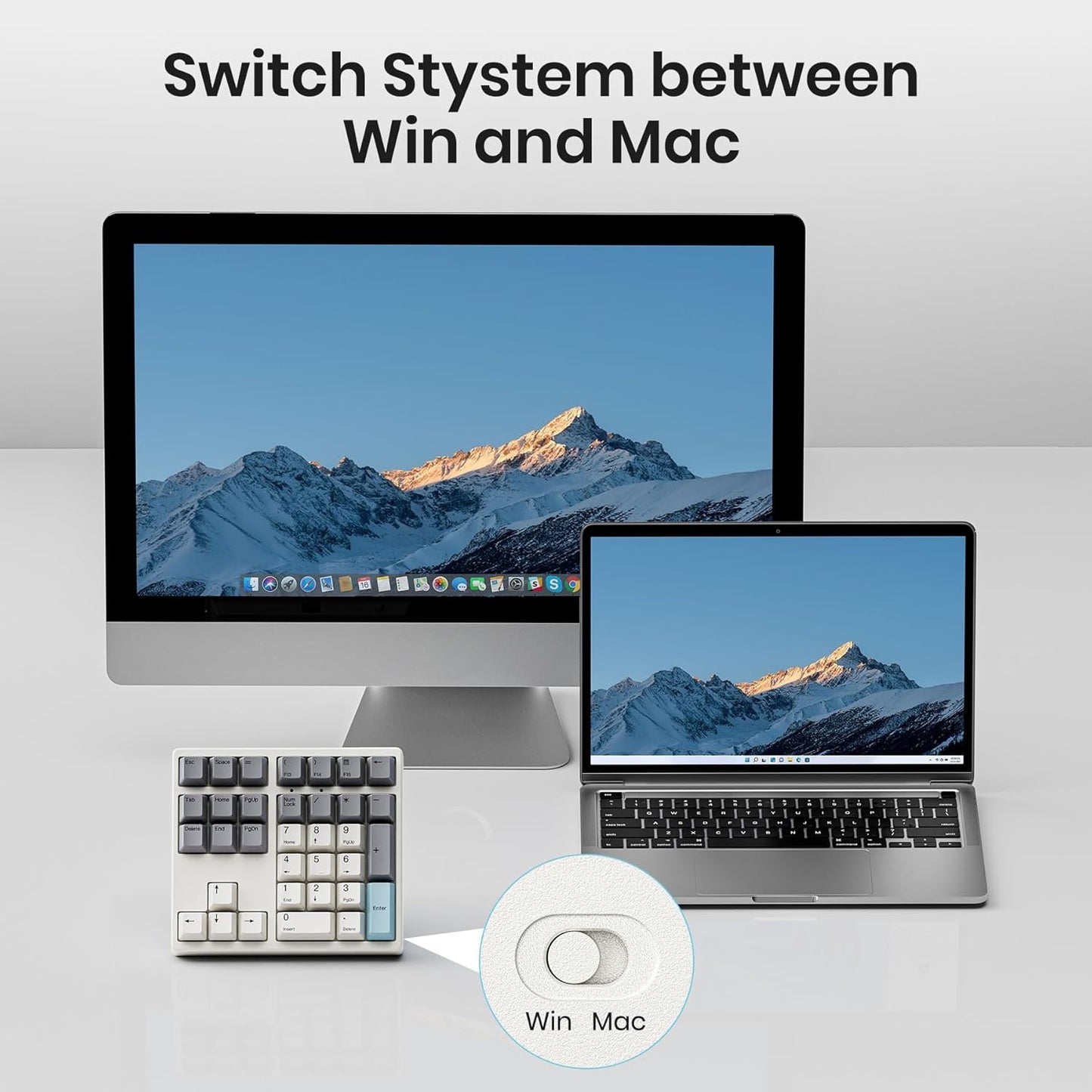 34-Key Wireless Mechanical Number Pad | Hot-Swappable | PBT Keycaps | Retro Color Design | Rechargeable Numeric Keypad