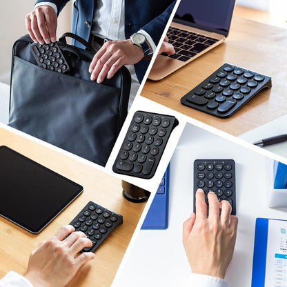 22-Key Bluetooth Wireless Numeric Keypad | Rechargeable Portable Number Pad with Quiet Keys | Slim Design for Office & Daily Data Entry