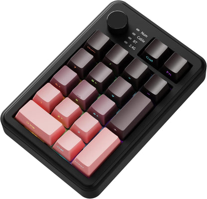 20-Key Retro Mechanical Number Pad | Tri-Mode Connection (2.4G/Bluetooth/USB-C) | Hot-Swappable | RGB Backlit | Control Knob | PBT Keycaps | Rechargeable Numeric Keypad