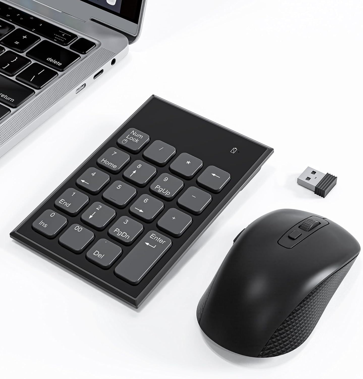 Wireless Number Pad and Mouse Combo | 19-Key Numeric Keypad + Wireless Mouse | 2.4G Stable Connection | Portable Office Input Set