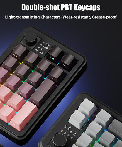 Tri-Mode Wireless Mechanical Number Pad | Gasket Structure | Hot-Swappable | RGB Backlit | Control Knob | Compact Numeric Keypad