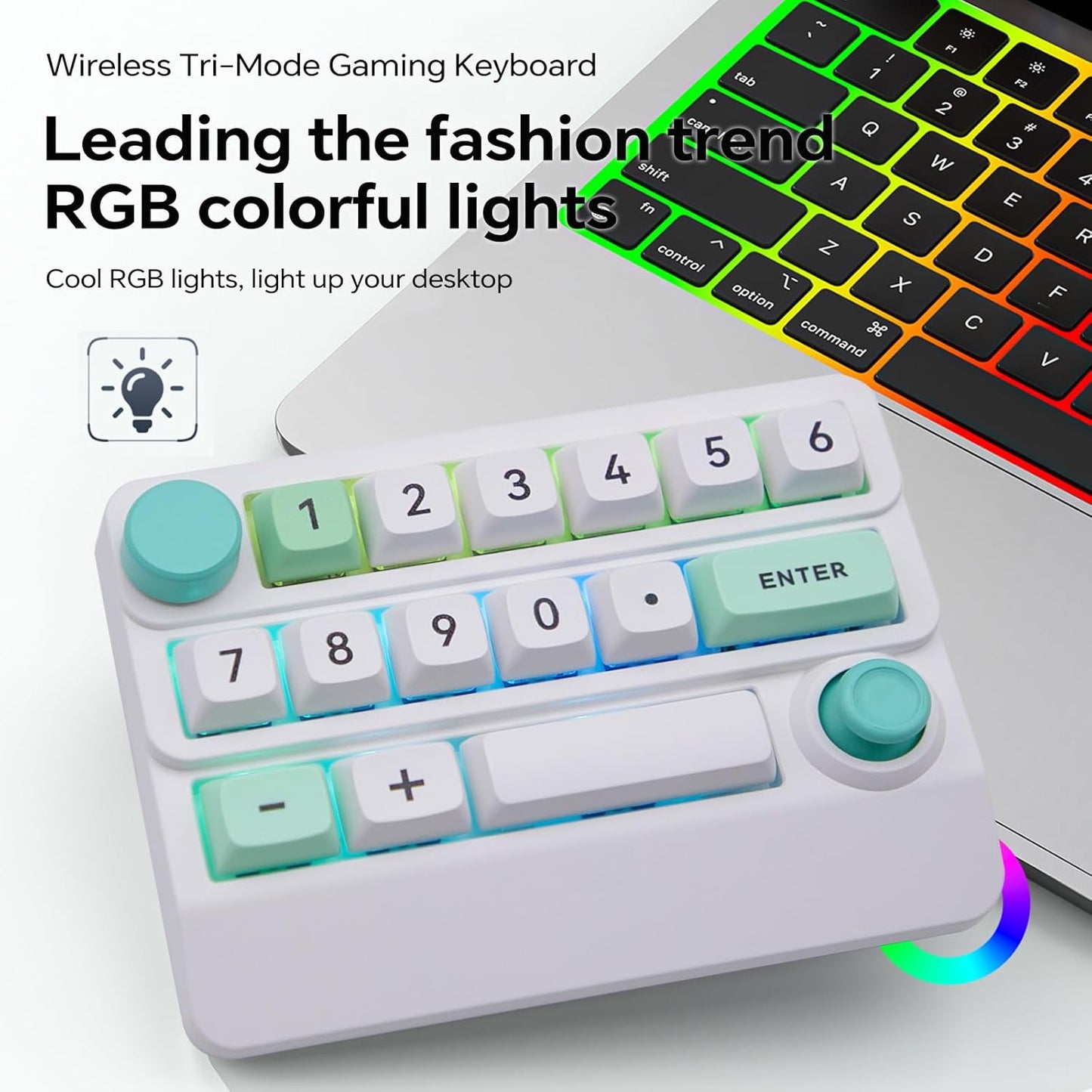 Wireless Tri-Mode RGB Mechanical Keypad | Hot-Swappable | Programmable Keys | Control Knob & Joystick | Ideal for Gaming and Creative Work