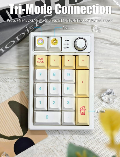 Tri-Mode Wireless Gasket Mechanical Number Pad | Hot-Swappable | RGB Backlit | Programmable Macro Keys | Volume Knob | Rechargeable Compact Keypad