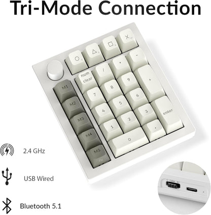 Tri-Mode Wireless Full-Metal Mechanical Number Pad | Programmable | Hot-Swappable | Rotary Encoder | PBT Keycaps | 1000Hz Polling Rate | Gasket-Mounted Design