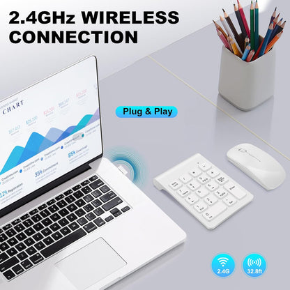18-Key Wireless Numeric Keypad | 2.4G USB Receiver | Silent & Portable Number Pad for Office, Accounting, and Data Entry