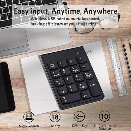 10-Key Wireless Numeric Keypad | 2.4G USB Receiver | Compact Silent Number Pad for Office, Accounting & Data Entry