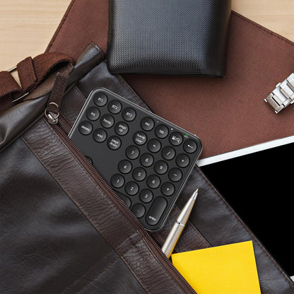 Bluetooth Multi-Device Wireless Numeric Keypad | 34-Key Slim Rechargeable Number Pad with Round Keys | USB-C Charging | Portable Silent Keypad